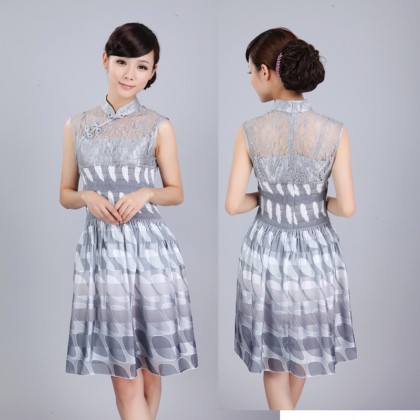 Graceful Chinese Grey Lace Dress 3004-90 Graceful Chinese Grey Lace Dress 3004-90