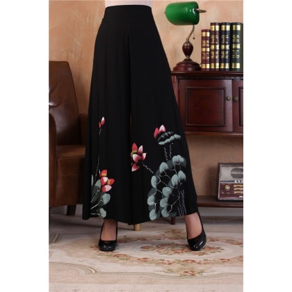 Hand Painting Lotus Wide Leg Pants 7001-99 Hand Painting Lotus Wide Leg Pants 7001-99