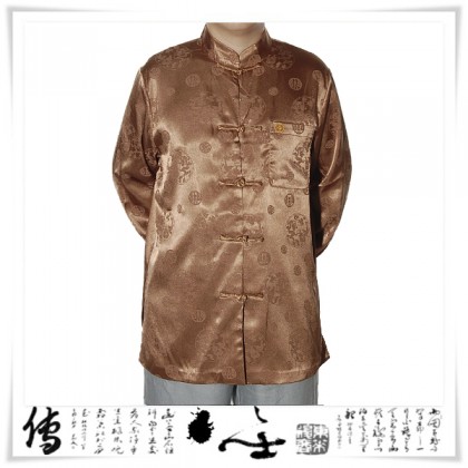 Polyester Tai-ji men's LS Light Brown Shirt 12013-61 (XXL) 