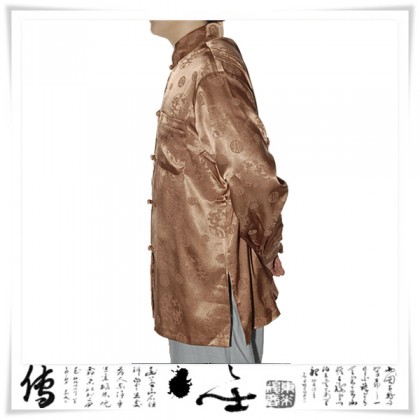 Polyester Tai-ji men's LS Light Brown Shirt 12013-61 (XXL) 