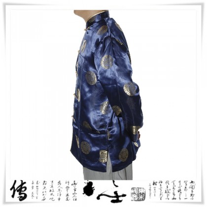 Chinese Traditional Tang Zhuang Jacket Dark Blue (Size L) 12011-76