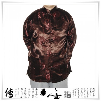 Chinese Traditional Tang Zhuang Jacket Brown 12011-60 (XXL) 