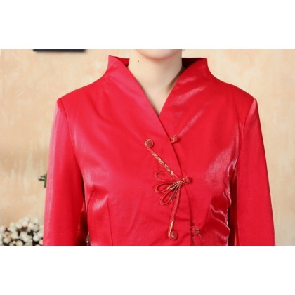 Peony Embroidery Red Rayon Jacket 4008-28 Peony Embroidery Red Rayon Jacket 4008-28
