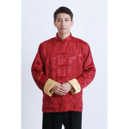 Man's Double-Fish Reversible Mandarin Jacket【Red+Yellow】 ) 12009-28 