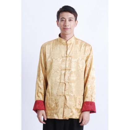 Man's Double-Fish Reversible Mandarin Jacket【Red+Yellow】 ) 12009-28 