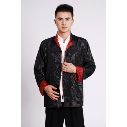 Man's Double-Fish Reversible Mandarin Jacket【Black+Red】12009-99 Man's Double-Fish Reversible Mandarin Jacket【Black+Red】12009-99