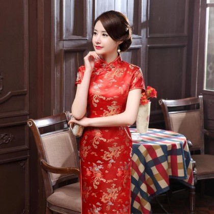 Dragon & Phoenix Brocade Red Cheongsam 1003-28 