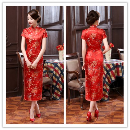 Dragon & Phoenix Brocade Red Cheongsam 1003-28 