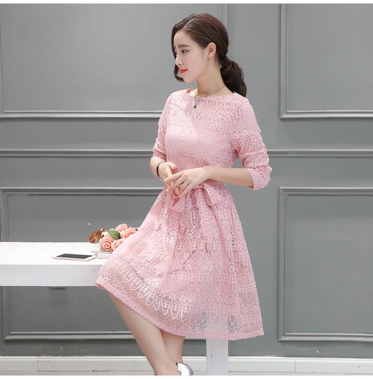 Korean Longsleeved Lace Pink Dress