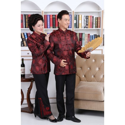 Woman Maroon Elegant Chinese Jacket 4016-29