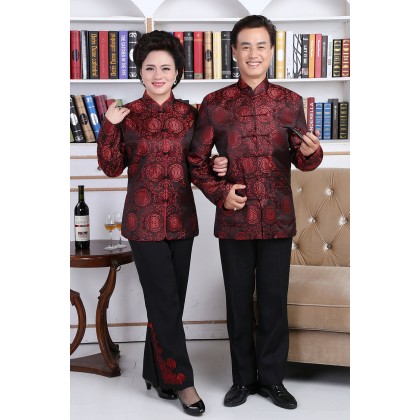 Woman Maroon Elegant Chinese Jacket 4016-29