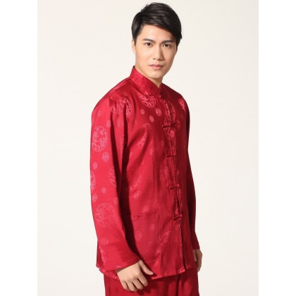 Long-sleeved Maroon Chinese Tai-ji Set 12017-29 