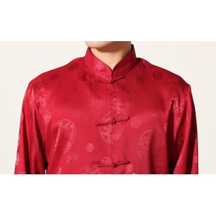 Long-sleeved Maroon Chinese Tai-ji Set 12017-29 