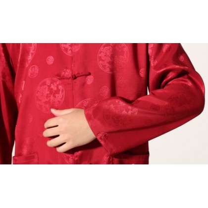 Long-sleeved Maroon Chinese Tai-ji Set 12017-29 