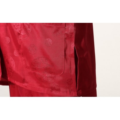 Long-sleeved Maroon Chinese Tai-ji Set 12017-29 