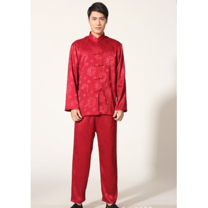 Long-sleeved Maroon Chinese Tai-ji Set 12017-29 