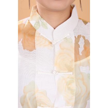5001-40 Elegant 3-Quarter Sleeves Yellow Chinese Blouse 5001-40 Elegant 3-Quarter Sleeves Yellow Chinese Blouse
