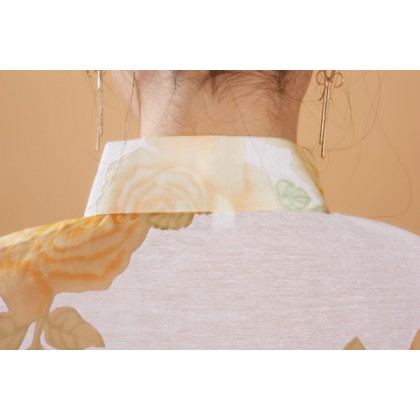 5001-40 Elegant 3-Quarter Sleeves Yellow Chinese Blouse 5001-40 Elegant 3-Quarter Sleeves Yellow Chinese Blouse