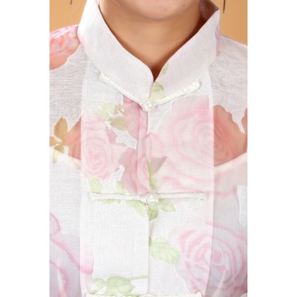 5001-20 Elegant 3-Quarter Sleeves Pink Chinese Blouse