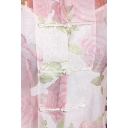 5001-20 Elegant 3-Quarter Sleeves Pink Chinese Blouse