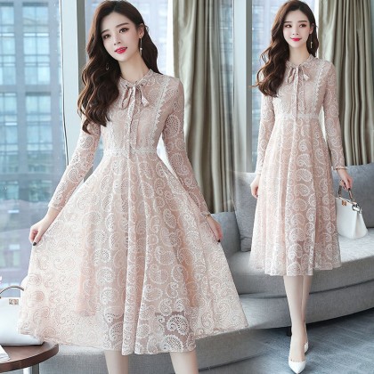 Korean Slim Lady Like Biege Midi Dress 3022-10 Korean Slim Lady Like Biege Midi Dress 3022-10