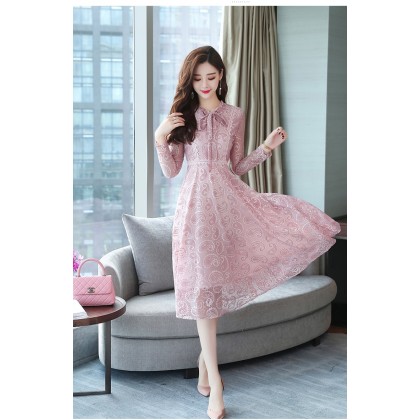 Korean Slim Lady Like Pink Midi Dress 3022-20 Korean Slim Lady Like Pink Midi Dress 3022-20
