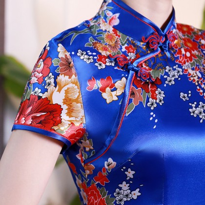 Graceful Blue Satin Short Qipao 2403-70 CLEARANCE NO EXCHANGE NO RETURN Graceful Blue Satin Short Qipao 2403-70 CLEARANCE NO EXCHANGE NO RETURN