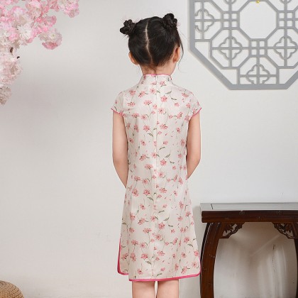 Hangzhou Children Beige Faux Silk Qipao 15002-10 Hangzhou Children Beige Faux Silk Qipao 15002-10