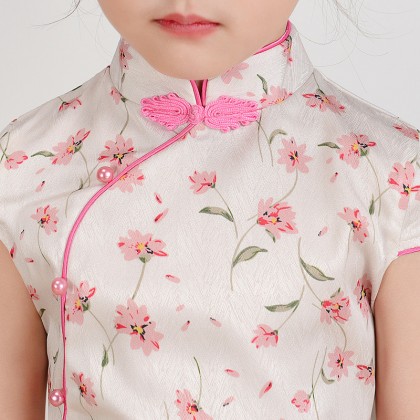Hangzhou Children Beige Faux Silk Qipao 15002-10 Hangzhou Children Beige Faux Silk Qipao 15002-10