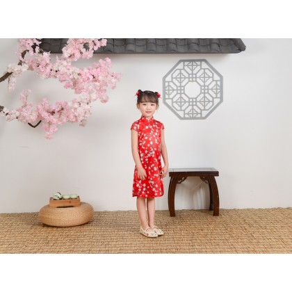 Hangzhou Children Red Faux Silk Qipao 15002-28 Hangzhou Children Red Faux Silk Qipao 15002-28
