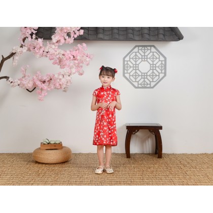 Hangzhou Children Red Faux Silk Qipao 15002-28 Hangzhou Children Red Faux Silk Qipao 15002-28
