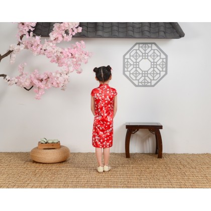 Hangzhou Children Red Faux Silk Qipao 15002-28 Hangzhou Children Red Faux Silk Qipao 15002-28