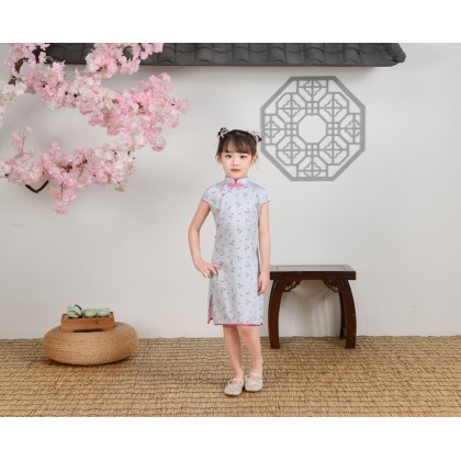 Hangzhou Children Light Blue Faux Silk Qipao 15002-72 Hangzhou Children Light Blue Faux Silk Qipao 15002-72