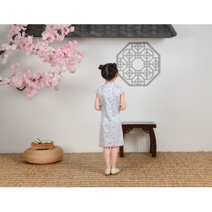 Hangzhou Children Light Blue Faux Silk Qipao 15002-72 Hangzhou Children Light Blue Faux Silk Qipao 15002-72