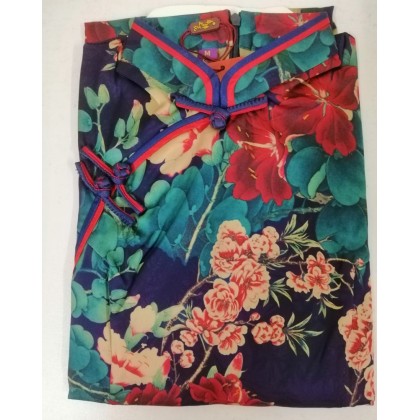 Hangzhou Floral Purple Silk Midi Cheongsam 1034-82 Hangzhou Floral Purple Silk Midi Cheongsam 1034-82