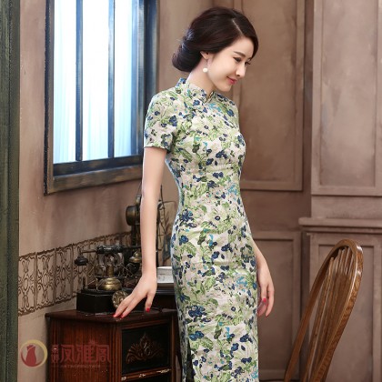 Spring Dawn Linen Midi Qipao 1139-50 Spring Dawn Linen Midi Qipao 1139-50