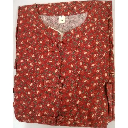 Korean Floral Print Tie-Waist Maroon Midi Dress 3034-29 Korean Floral Print Tie-Waist Maroon Midi Dress 3034-29