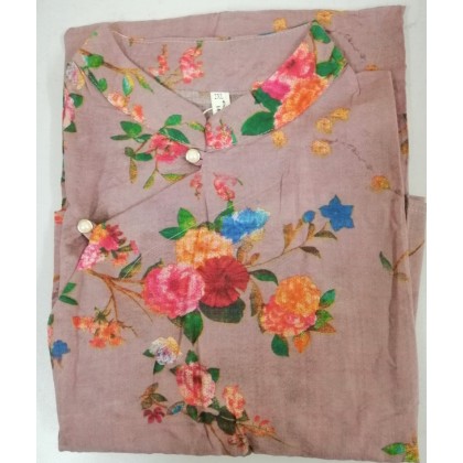 Vintage Linen Light Purple Maxi Cheongsam Dress 3037-82