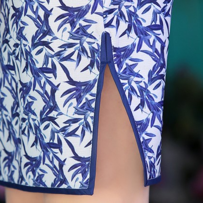 Hangzhou Qīnghuācí Linen Short Qipao 2129-78 Hangzhou Qīnghuācí Linen Short Qipao 2129-78