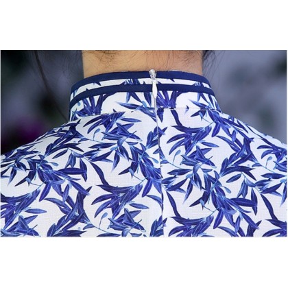 Hangzhou Qīnghuācí Linen Short Qipao 2129-78 Hangzhou Qīnghuācí Linen Short Qipao 2129-78