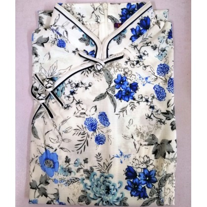 Hangzhou Light Blue Linen Short Qipao 2130-01 Hangzhou Light Blue Linen Short Qipao 2130-01