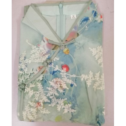 Ao Dai Chiffon Green Butterfly Midi Dress 3040-50