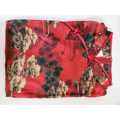 Poly Satin Red Vintage Midi Cheongsam 1039-28 Poly Satin Red Vintage Midi Cheongsam 1039-28