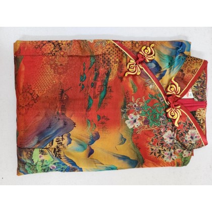 Poly Satin Orange Vintage Maxi Cheongsam 1040-30 Poly Satin Orange Vintage Maxi Cheongsam 1040-30