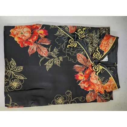 Polyester Satin Elegant Black Vintage Maxi Cheongsam 1040-99 Polyester Satin Elegant Black Vintage Maxi Cheongsam 1040-99