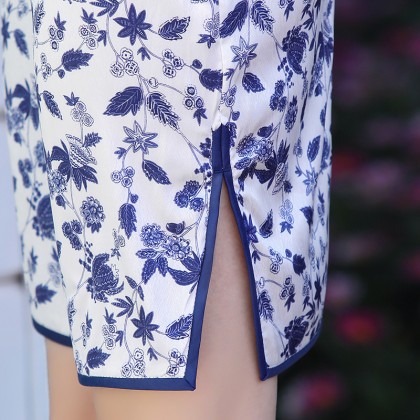 Hangzhou Faux Silk QinHuaCi Mini Qipao 2411-01 Hangzhou Faux Silk QinHuaCi Mini Qipao 2411-01