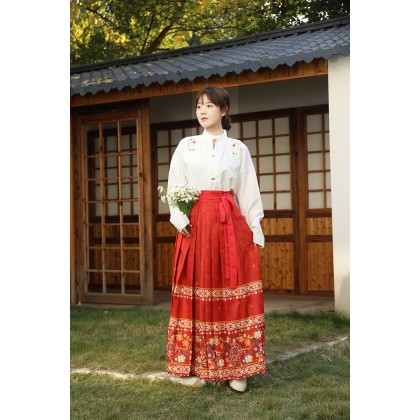 Spring Blossoms Mamianqun Hanfu Red Maxi Skirt 2-PC Set 10001-28 Spring Blossoms Mamianqun Hanfu Red Maxi Skirt 2-PC Set 10001-28