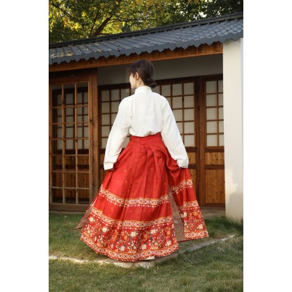 Spring Blossoms Mamianqun Hanfu Red Maxi Skirt 2-PC Set 10001-28 Spring Blossoms Mamianqun Hanfu Red Maxi Skirt 2-PC Set 10001-28