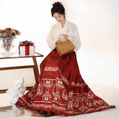 Spring Banquet Mamianqun Hanfu Red Maxi Skirt 2-PC Set 10002-28 Spring Banquet Mamianqun Hanfu Red Maxi Skirt 2-PC Set 10002-28