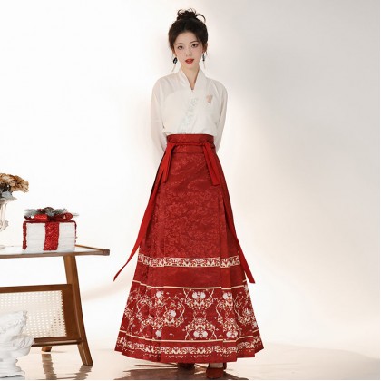 Spring Banquet Mamianqun Hanfu Red Maxi Skirt 2-PC Set 10002-28 Spring Banquet Mamianqun Hanfu Red Maxi Skirt 2-PC Set 10002-28